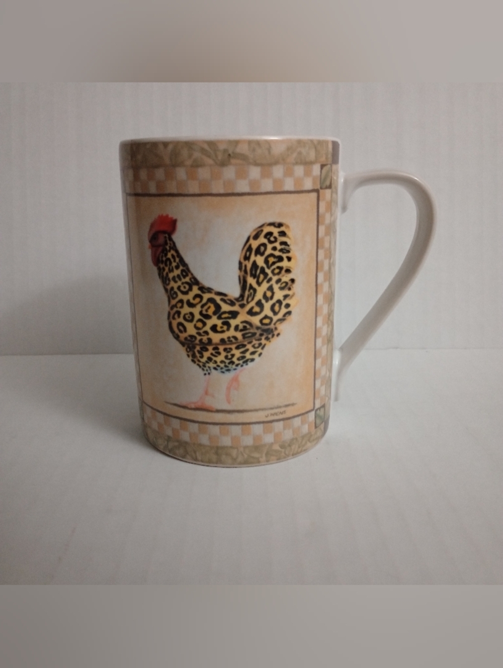 222 Fifth Jungle Roosters Mug Leopard Print James Wiens Genuine Stoneware
